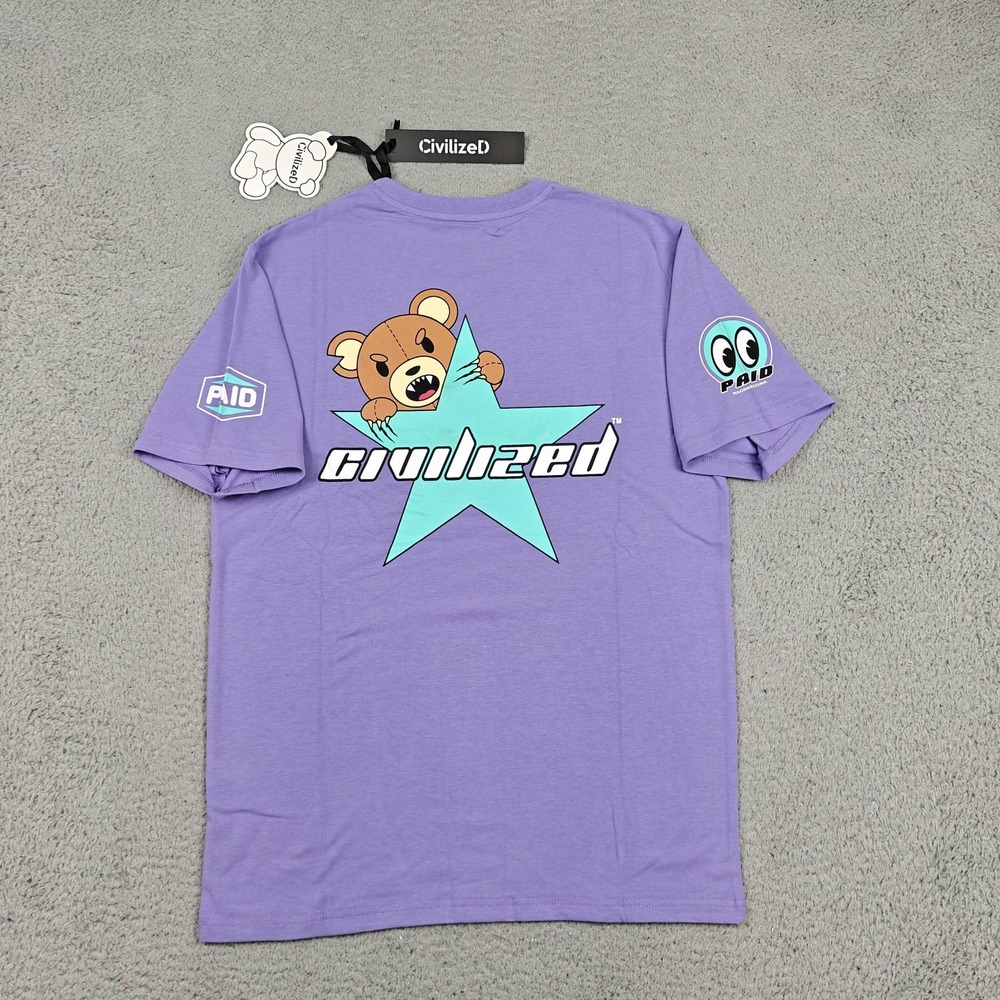 CivilizeD Shirt Mens Small Purple‎ Bear Star Arabic Graphic Tee Streetwear New